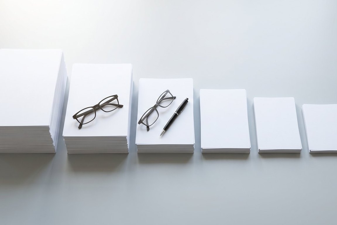 Separate stacks of paper laid out in sequence across a desk