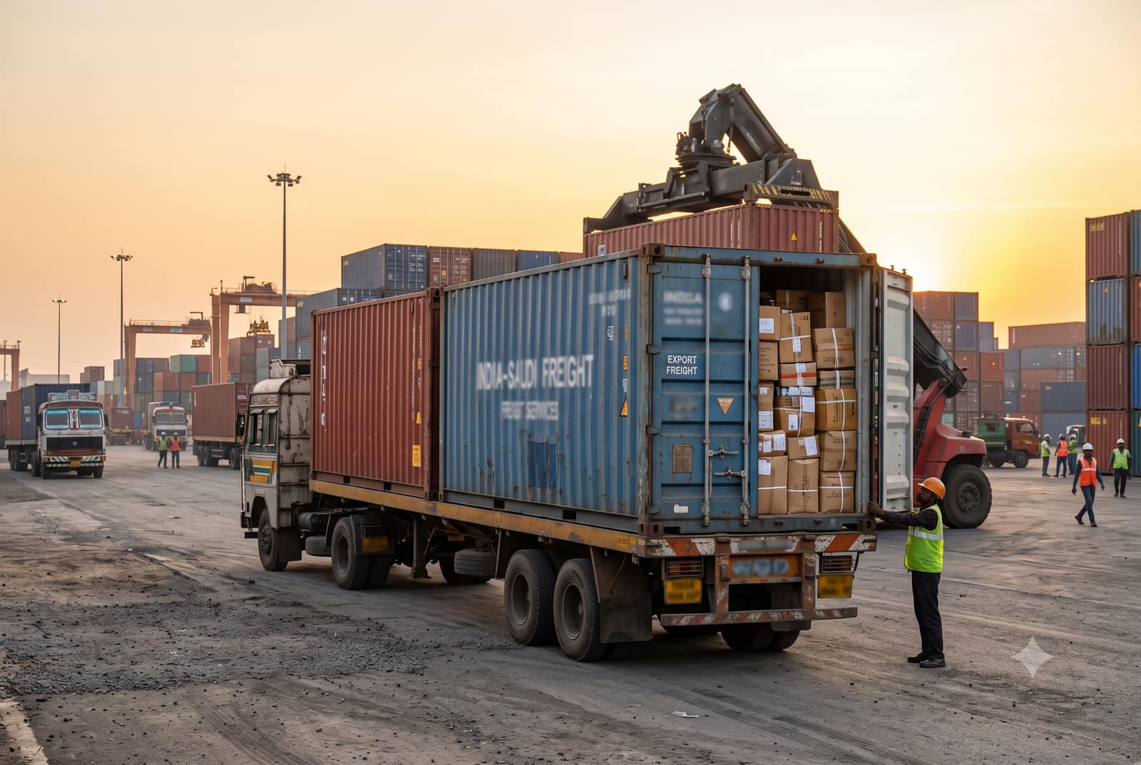 India-origin export containers loaded for shipment to Saudi Arabia
