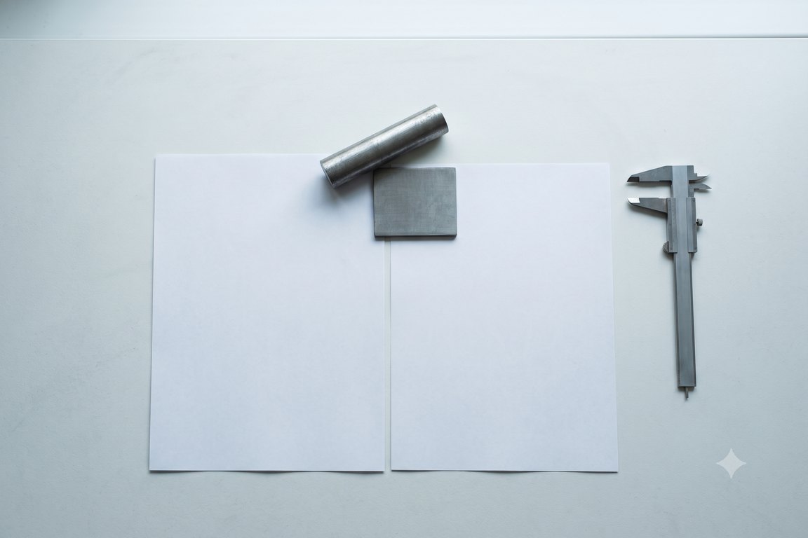 Steel samples and a mill certificate laid out for verification