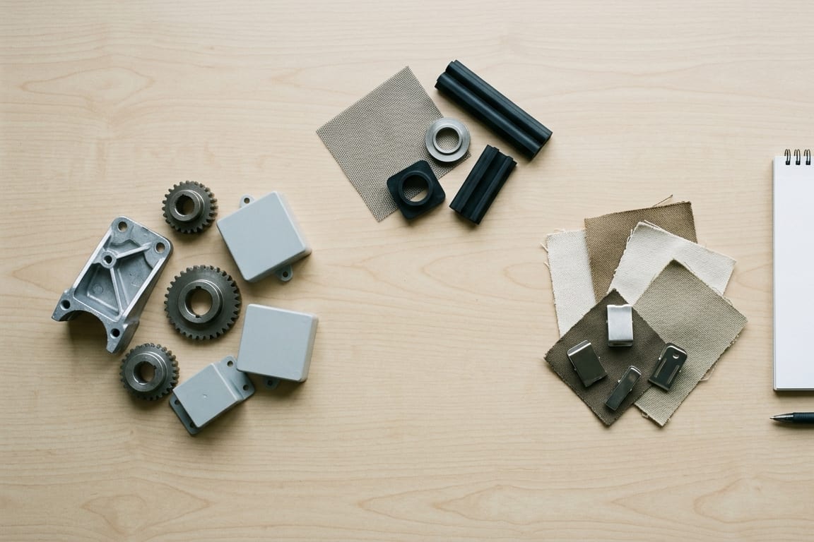 A product range pushed into three separate groups on a desk
