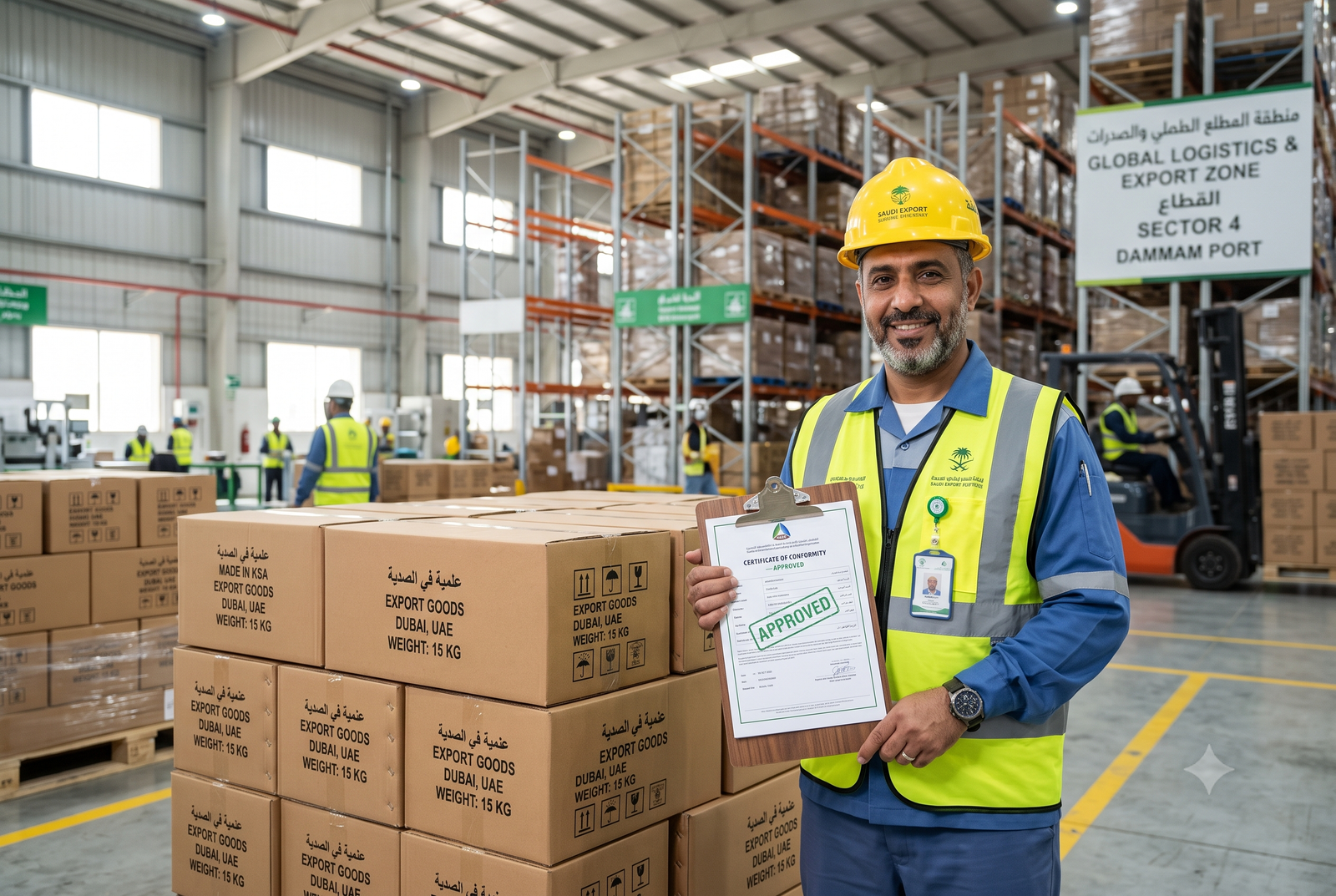 Inspector approving shipment COC at warehouse