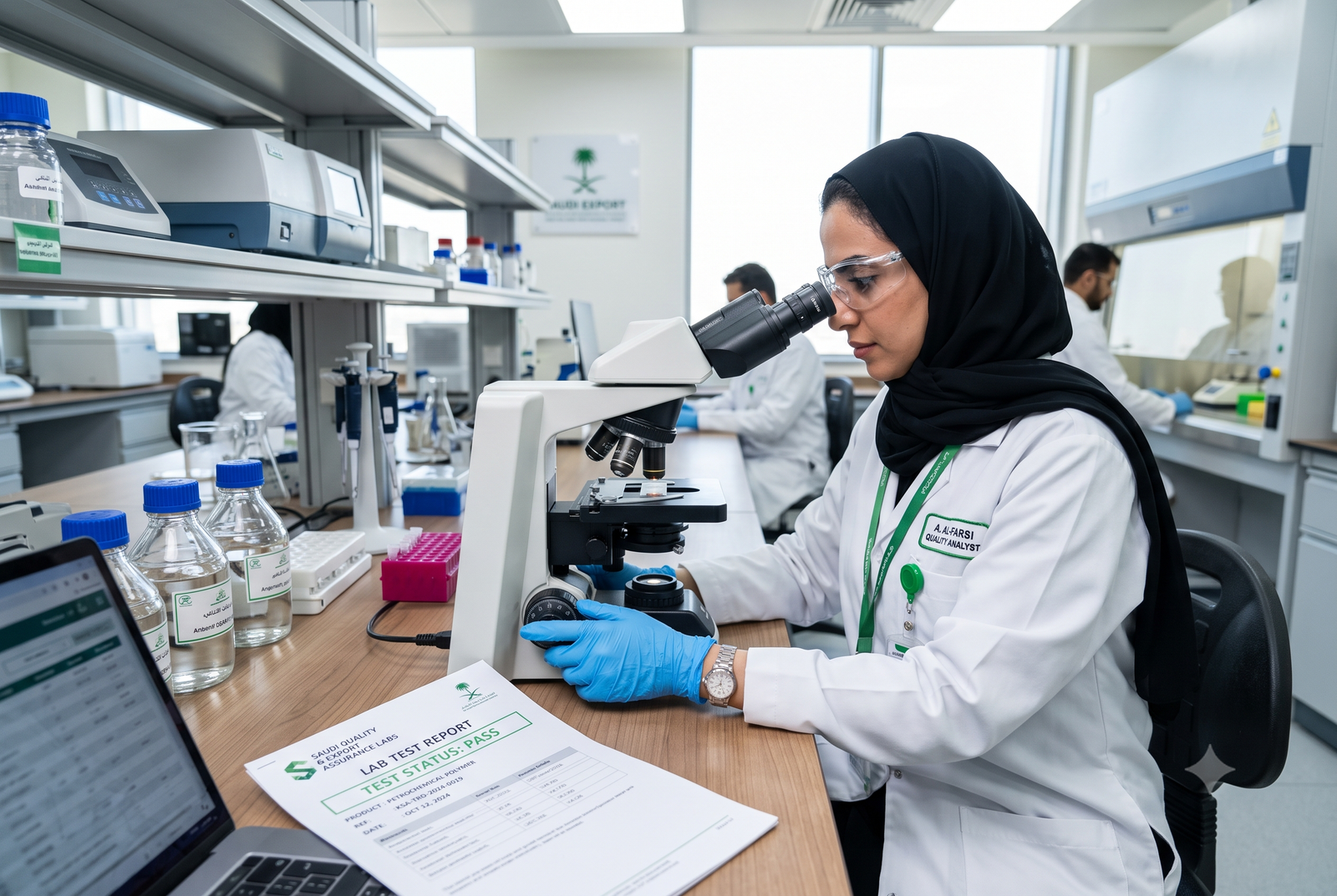 Technician performing lab test
