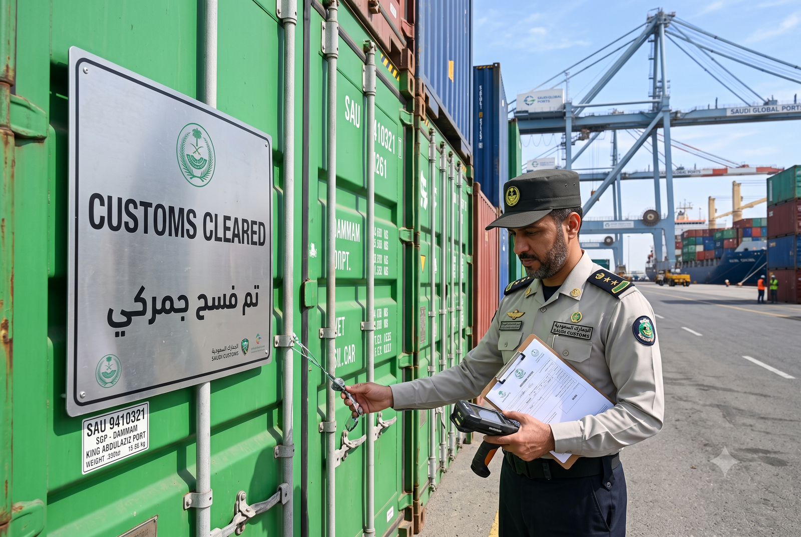 Customs cleared containers at port