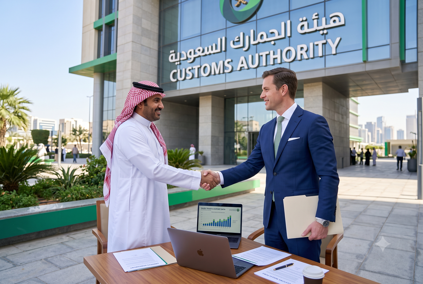 Custom house agent meeting with client