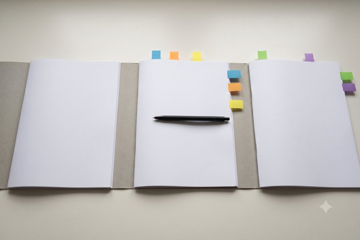 Test reports spread out and annotated during a document assessment