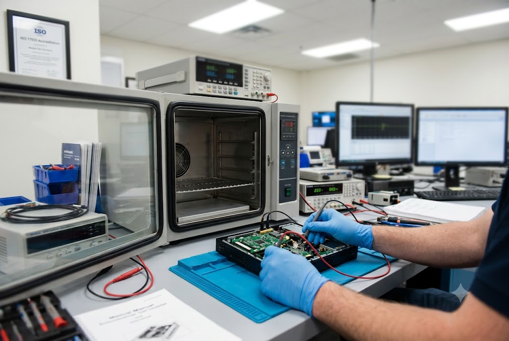 Accredited laboratory testing an electrical product against a Saudi standard